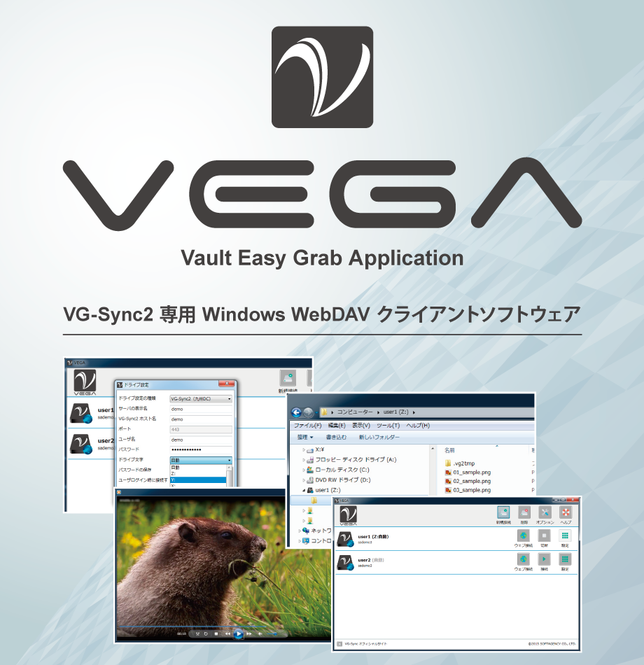 VEGA - Windows WebDAV client software for VG-Sync 2 Cloud Storage